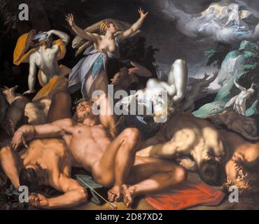 Apollo et Diana punissent Niobe en tuant ses enfants - Abraham Bloemaert, 1591 Banque D'Images