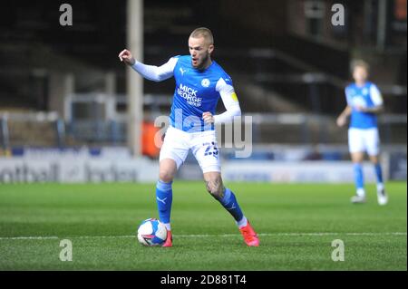 Peterborough, Cambridgeshire, Royaume-Uni. 27 octobre 2020. Peterbourgs Joe Ward lors du match Sky Bet League 1 entre Peterborough et Burton Albion à London Road, Peterborough, le mardi 27 octobre 2020. (Credit: Ben Pooley | MI News) Credit: MI News & Sport /Alay Live News Banque D'Images