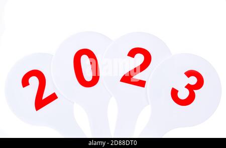 2023 nouveaux numéros d'année de la formation de compte d'école ensemble blanc arrière-plan Banque D'Images