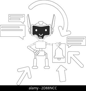 Illustration du vecteur de concept de ligne mince de bot d'agrégateur Illustration de Vecteur