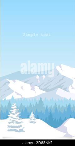 Paysage d'hiver fond vectoriel couleur plat avec espace de texte Illustration de Vecteur