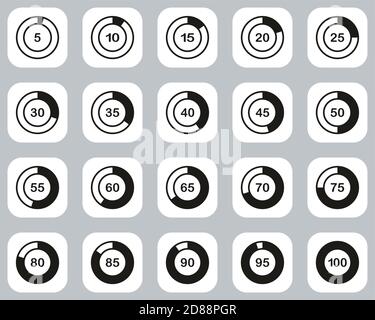 Chargement ou pourcentage d'icônes jeu de conception à plat noir et blanc 01 gros Illustration de Vecteur