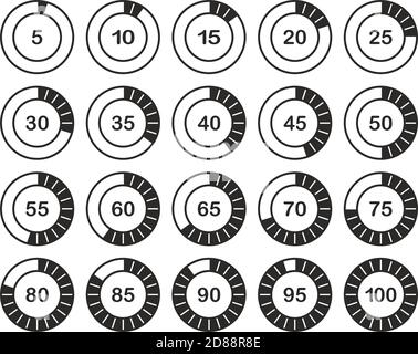 Icônes de chargement ou de pourcentage ensemble noir et blanc 02 grandes Illustration de Vecteur