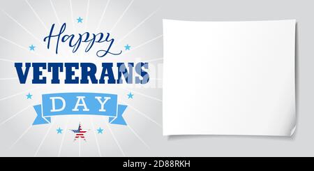 Bannière créative Happy Veterans Day USA. Modèle de conception graphique abstrait isolé. Honorer tous ceux qui ont servi. Lettrage calligraphique. Merci aux anciens combattants Illustration de Vecteur