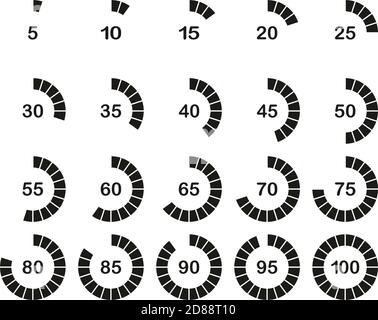 Icônes de chargement ou de pourcentage ensemble noir et blanc 03 grandes Illustration de Vecteur