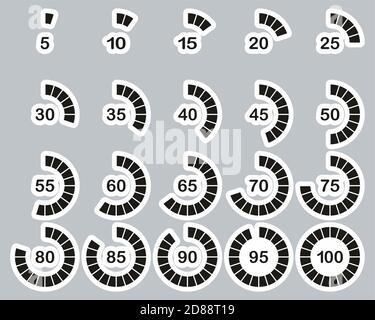 Chargement ou pourcentage d'icônes jeu d'autocollants noir et blanc 03 Grande Illustration de Vecteur