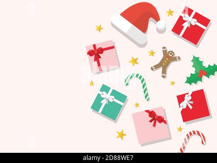 Composition des éléments de Noël. Espace de copie de l'illustration vectorielle Illustration de Vecteur