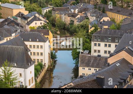 Luxembourg, ville de Luxembourg, vue sur le Grund - la vieille ville du bas Banque D'Images