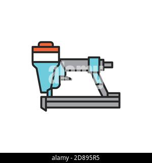 Icône de la ligne de couleur du pistolet à agrafes électrique. Pictogramme pour page Web, application mobile, Promo. Illustration de Vecteur