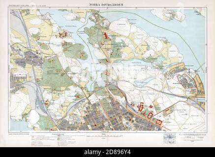 Carte de Stockholm 'Stockholm med omnejd' les environs de Stockholm Banque D'Images