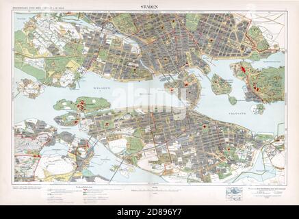 Carte de Stockholm 'Stockholm med omnejd' les environs de Stockholm Banque D'Images