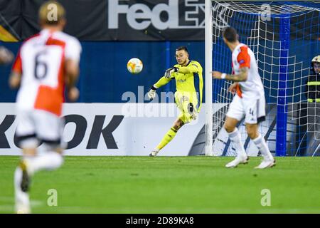 Justin Bijlow de Feyenoord lors de l'UEFA Europa League, Group Stage, match de football du Groupe K entre Dinamo Zagreb et Feyenoord Rotterdam le C octobre Banque D'Images