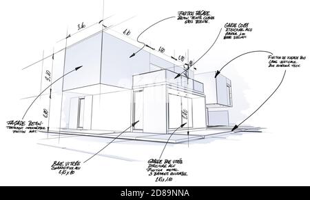 Rendu 3D d'un projet d'architecture haut de gamme moderne Banque D'Images