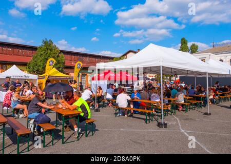 Festival de la bière, marché de Holesovice, Prague, République tchèque Banque D'Images