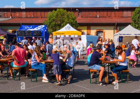 Festival de la bière, marché de Holesovice, Prague, République tchèque Banque D'Images