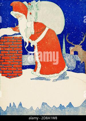 Et les rennes du Père Noël Vintage illustration (1901). Banque D'Images