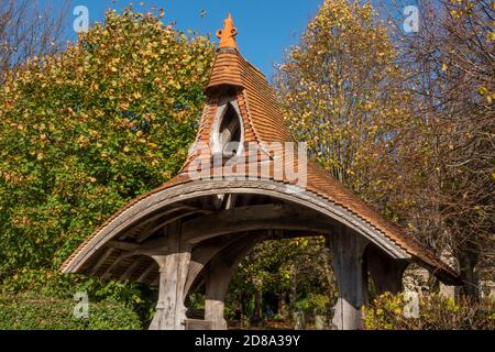 Le Lychgate à l'église de Sainte Marie et Saint Pierre, Kelsale. Suffolk, Angleterre Banque D'Images