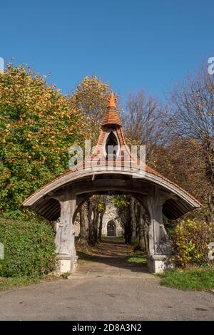 Le Lychgate à l'église de Sainte Marie et Saint Pierre, Kelsale. Suffolk, Angleterre Banque D'Images