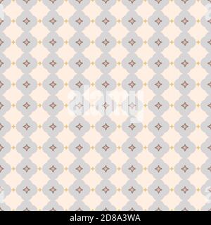 Motif géométrique vectoriel stylisé de carreaux floraux. Motif vectoriel sans couture avec décoration simple rose et gris. Découpe pastel sur fond gris neutre. Parfait pour les projets de papier, le tissu et la décoration de la maison. Illustration de Vecteur