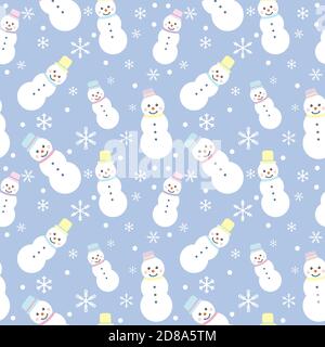 Vector simple et mignon hiver bonhomme de neige sans couture motif arrière-plan. Joli bonhomme de neige sans couture, motif hivernal répété. Arrière-plan mignon et simple Illustration de Vecteur