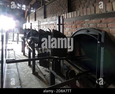 Dans les fours crématoires de Majdanek Camp de la mort en Pologne Banque D'Images