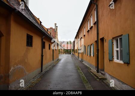 Le Fuggerei à Augsbourg, Bavière, Allemagne Banque D'Images