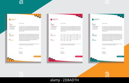 Design professionnel et créatif en-tête pour les entreprises. Modèle de papier à en-tête prêt à imprimer au format A4 coloré. Illustration de Vecteur