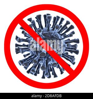 Virus coronavirus covid-19 avec signe d'arrêt. rendu 3d Banque D'Images