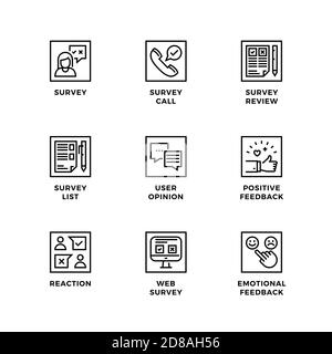 Ensemble vectoriel d'éléments de conception, modèle de conception de logo, icônes et badges pour le sondage. Jeu d'icônes de ligne, contour modifiable. Illustration de Vecteur