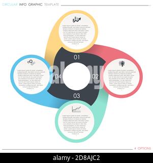 Fichier vectoriel EPS 10 pour la conception de modèles graphiques d'informations commerciales, les concepts de travail d'équipe et les informations de données avec quatre options de processus Illustration de Vecteur