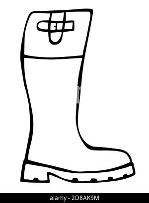 Botte de cowboy mode Doodle dessinée à la main dans le style art de ligne Illustration de Vecteur