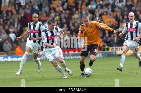 Wolverhampton Wanderers contre West Bromwich Albion, 11 mars 2007 à Molineux. Michael Kightly et Paul Robinson Banque D'Images