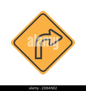 Tournez à droite de l'icône de glyphe de l'illustration du vecteur de route sur fond blanc. Tournez à droite Illustration de Vecteur