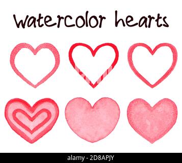 Banderole de coeurs aquarelle peinte à la main avec de l'encre de couleur de l'eau Illustration de Vecteur