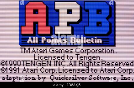 APB - Bulletin tous points - Atari Lynx Videogame - Usage éditorial uniquement Banque D'Images