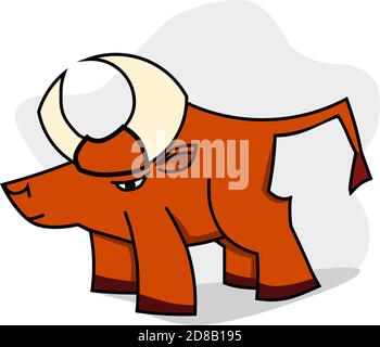 le taureau marron, illustration simple dans un style plat, peut être utilisé comme icône ou symbole Illustration de Vecteur