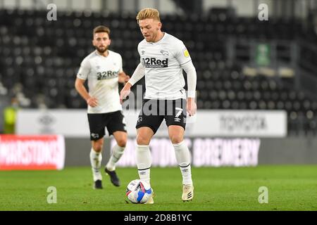 DERBY, ANGLETERRE. 28 OCTOBRE Kamil Jozwiak du comté de Derby lors du match de championnat Sky Bet entre le comté de Derby et la ville de Cardiff au Pride Park, Derby le mercredi 28 octobre 2020. (Credit: Jon Hobley | MI News) Credit: MI News & Sport /Alay Live News Banque D'Images