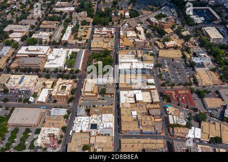 Vue aérienne du centre-ville de Santa Fe, Nouveau-Mexique, États-Unis Banque D'Images