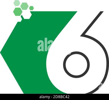 Numéro 6 sur le concept de conception d'icône hexagonale Illustration de Vecteur