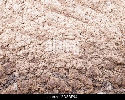 Détail de la mousse dans un immense réservoir de sédimentation circulaire en béton décantation de l'eau, purification dans la station d'eau. Banque D'Images