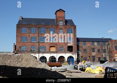 Green Lane Works, Kelham Island sheffield England UK, pendant les travaux de rénovation et de réaménagement. Travaux de construction industrielle victorienne Banque D'Images