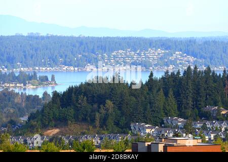 Vue sur le lac Sammamish depuis Issaquah Highlands, Australie occidentale Banque D'Images