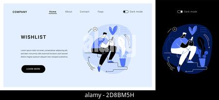 Page d'accueil du concept de vecteur de liste de souhaits. Illustration de Vecteur