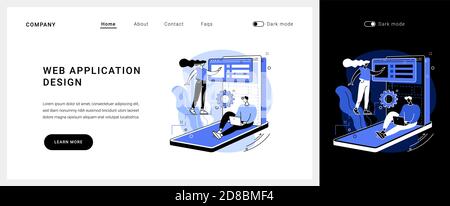 Page de renvoi du concept de vecteur de conception d'application Web. Illustration de Vecteur