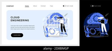 Page de renvoi du concept de vecteur d'ingénierie du cloud. Illustration de Vecteur