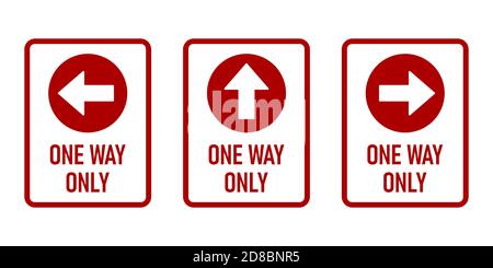 Ensemble d'une seule icône d'affiche d'avertissement verticale avec flèche de direction et texte. Image vectorielle. Illustration de Vecteur