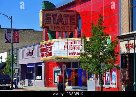 Traverse City, Michigan, États-Unis. Le State Theatre dans le quartier de Front Street au centre-ville de traverse City. Banque D'Images