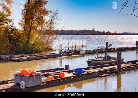 Entrée à l'entrée communautaire de Finn Slough sur la rive Du fleuve Fraser à Richmong Colombie-Britannique Canada Banque D'Images