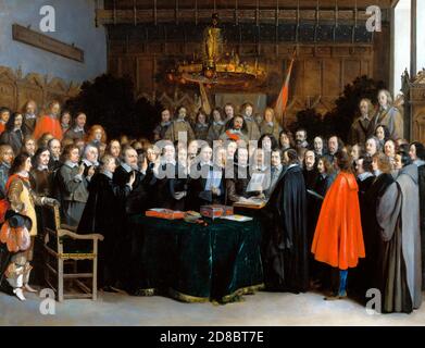 La ratification du traité de Münster, le 15 mai 1648, par Gerard ter Borch Banque D'Images