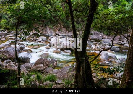 Ruisseau de montagnes aux eaux cristallines, Mossman gorge, nord du Queensland Banque D'Images